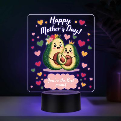 Cute Avocado Best Mom UV Print 7 Color LED Night Lamp Mothers Day Gift Light